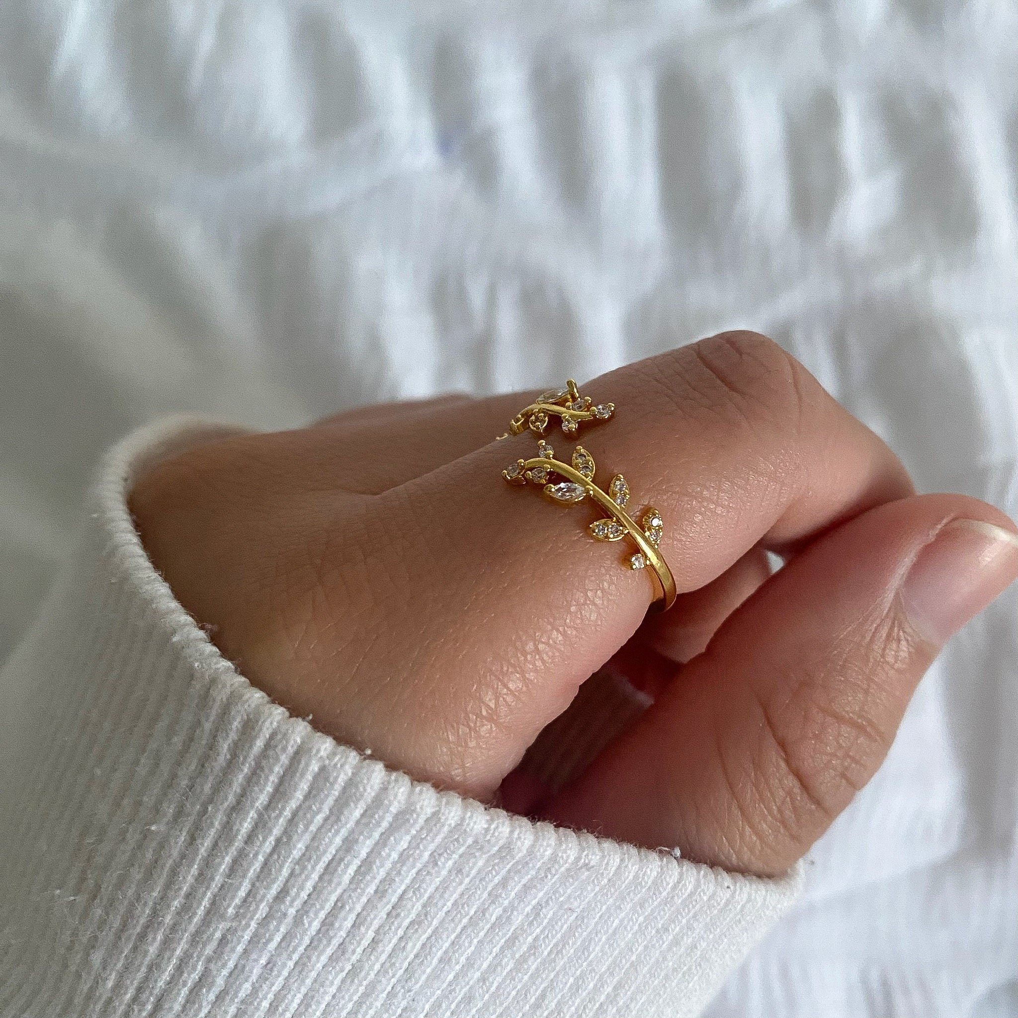 14k Gold Plated Leaf Ring
