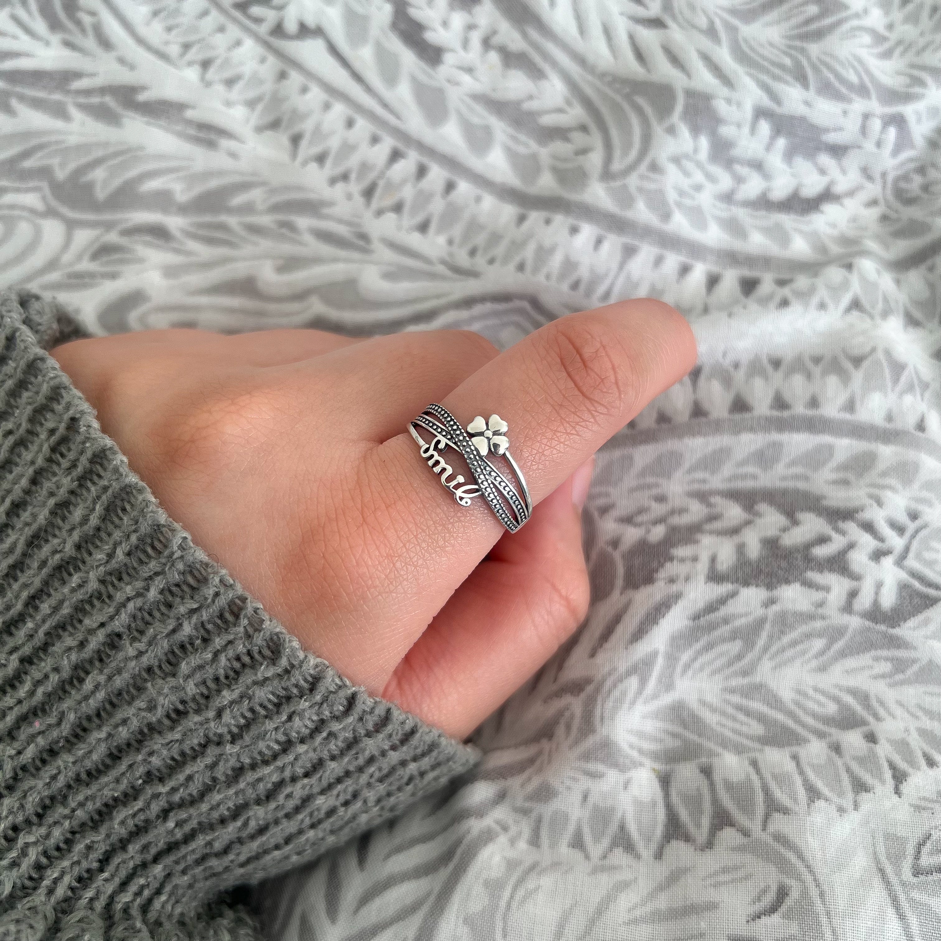Sterling Silver Four Leaf Clover Ring
