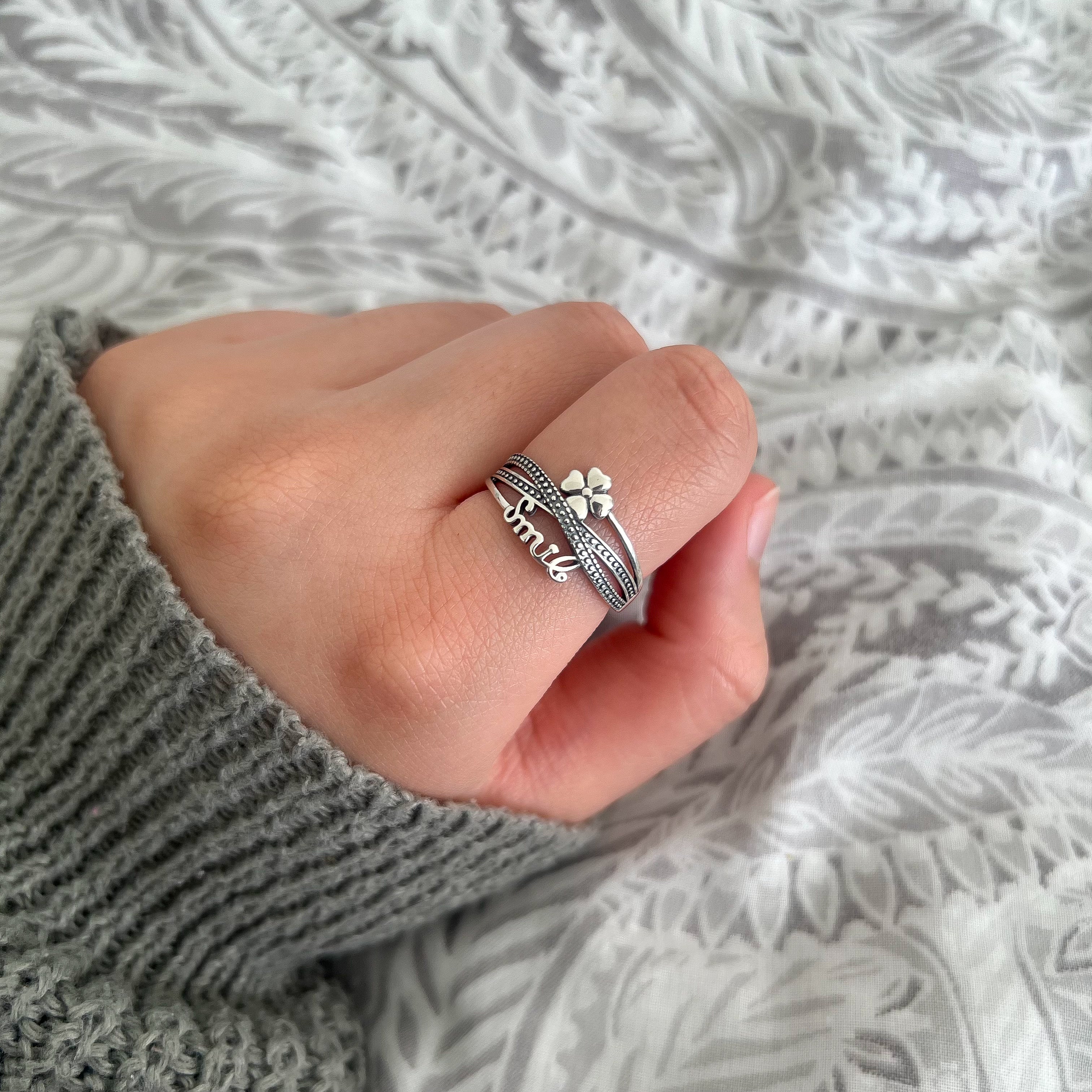 Sterling Silver Four Leaf Clover Ring