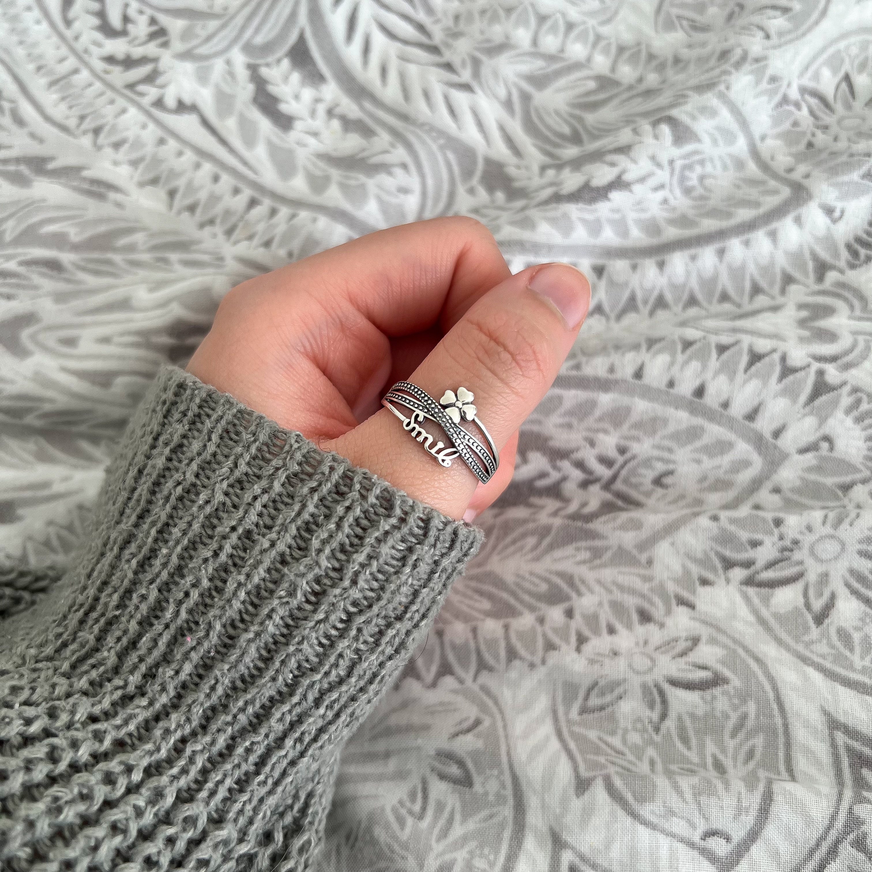 Sterling Silver Four Leaf Clover Ring