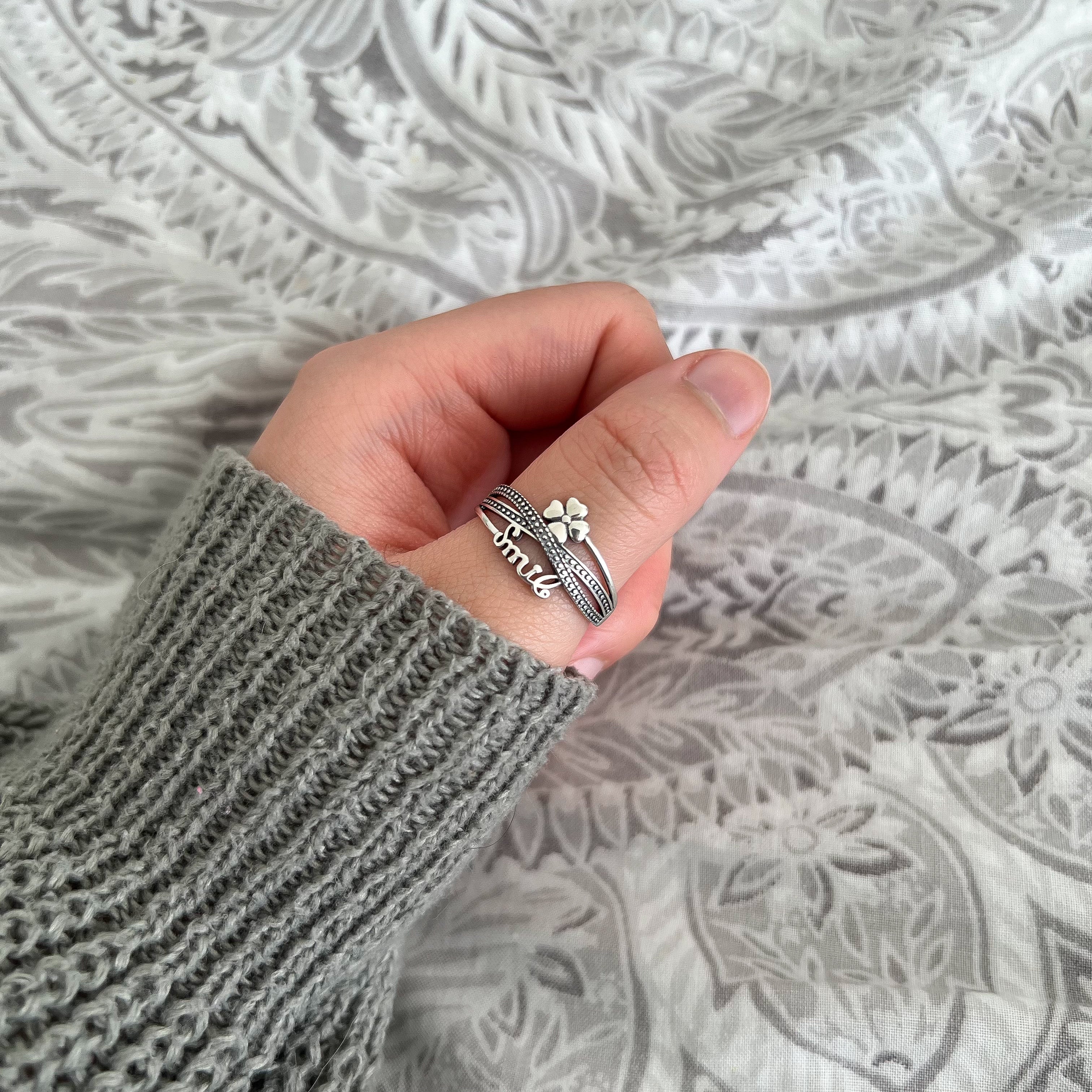 Sterling Silver Four Leaf Clover Ring