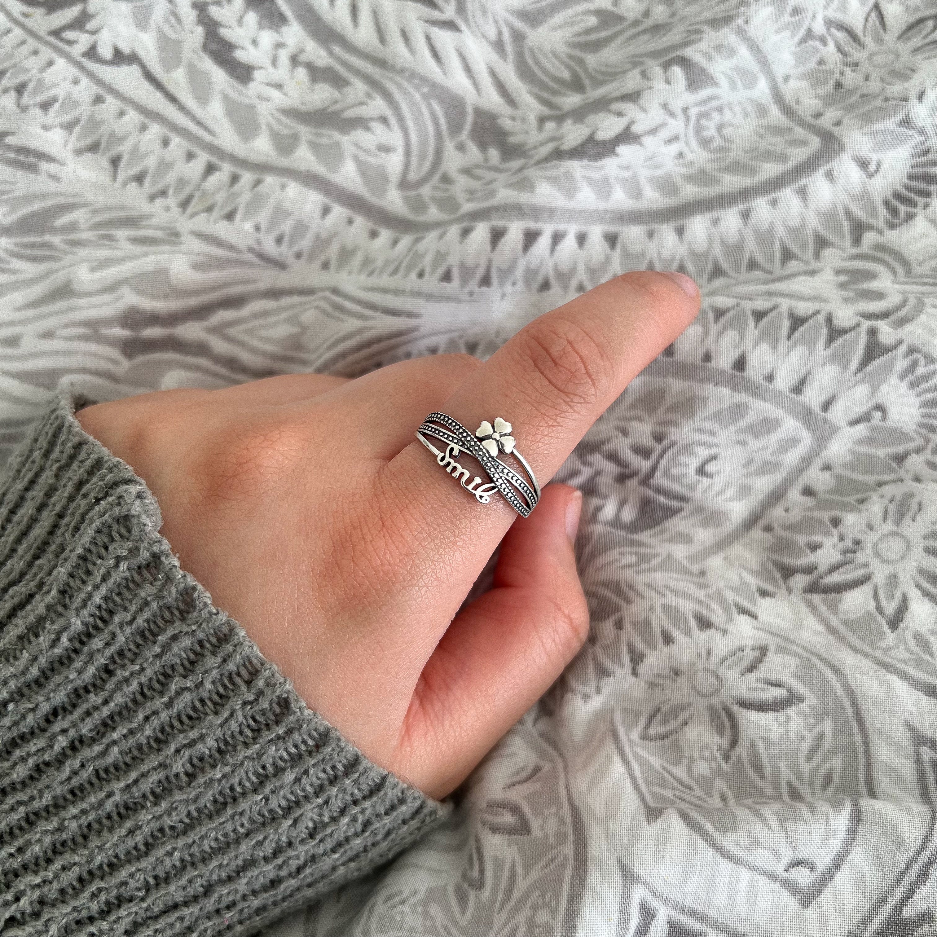 Sterling Silver Four Leaf Clover Ring